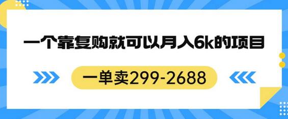 一个靠复购月入6k的秘密武器：一单卖299-2688的暴利项目 - 塑业网