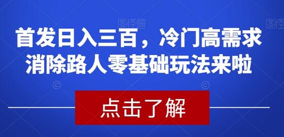 【独家揭秘】首发日入三百，冷门高需求消除路人零基础玩法