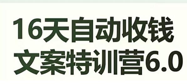 16天自动收钱文案特训营6.0:学会儿每天自动收钱