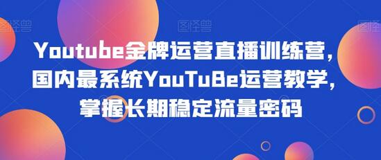Youtube金牌运营直播训练营,国内最系统YouTuBe运营教学,掌握长期稳定流量密码